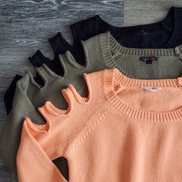 G by Guess Black Peekaboo Shoulder Sweater - Picture 4 of 8